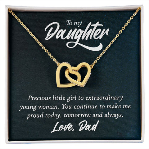 Daughter Necklace, Heart Necklace from Dad-You make me proud | Custom Heart Design