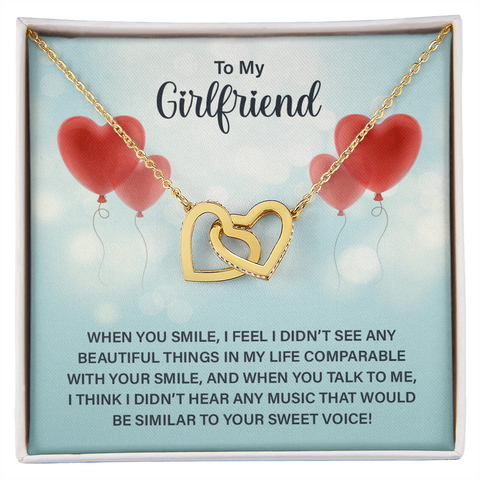 Girlfriend Heart Necklace, Interlocking Hearts Necklace for Girlfriend | Custom Heart Design
