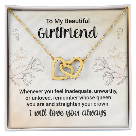 Girlfriend Heart Necklace, Interlocking Hearts Necklace for Girlfriend | Custom Heart Design