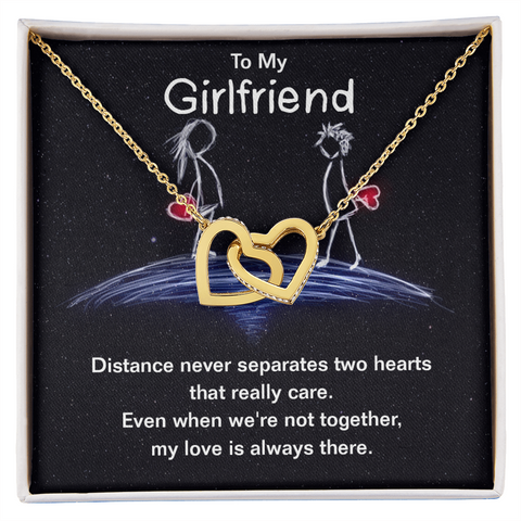 Girlfriend Heart Necklace, Interlocking Hearts Necklace for Girlfriend | Custom Heart Design