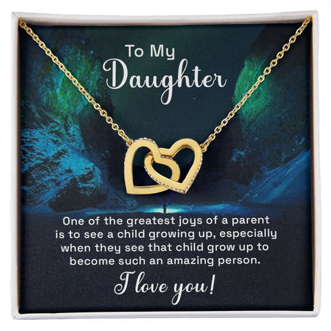 Daughter Necklace, Heart Necklace for Daughter, Interlocking Hearts Necklace | Custom Heart Design