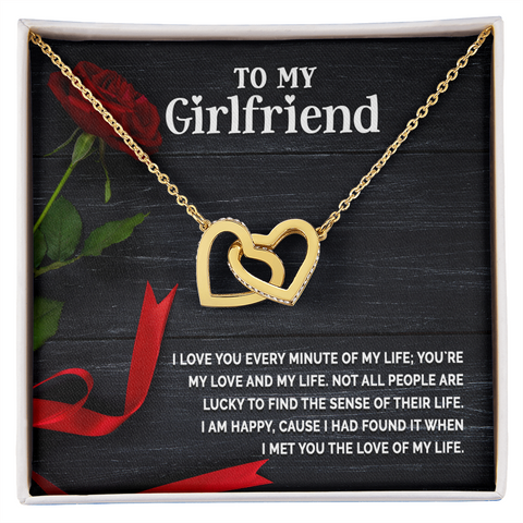 Girlfriend Heart Necklace, Interlocking Hearts Necklace for Girlfriend | Custom Heart Design