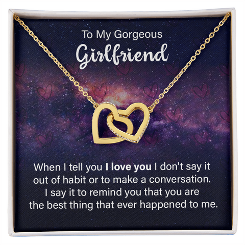 Girlfriend Heart Necklace, Interlocking Hearts Necklace for Girlfriend | Custom Heart Design