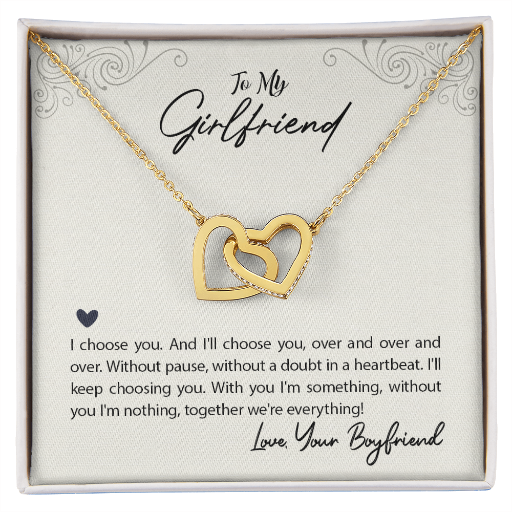 Girlfriend Heart Necklace, Interlocking Hearts Necklace for Girlfriend | Custom Heart Design