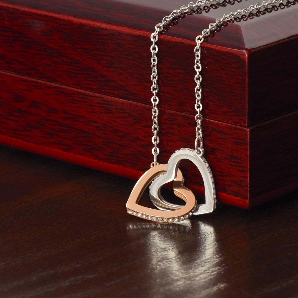 Girlfriend Heart Necklace, Interlocking Hearts Necklace for Girlfriend | Custom Heart Design