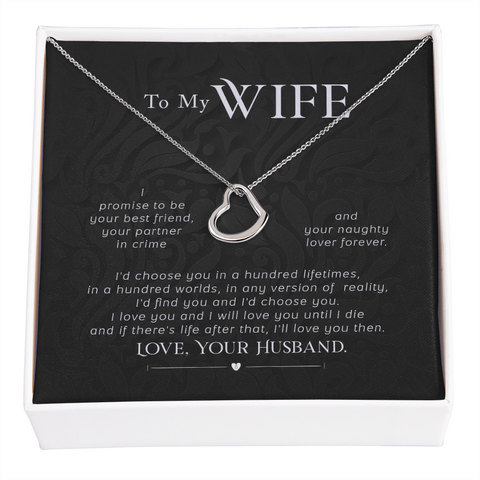 Wife Necklace, Delicate Heart Necklace for Wife | Custom Heart Design