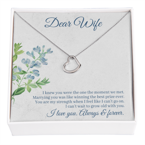 Wife Necklace, Delicate Heart Necklace for Wife, Heart Necklace for Wife | Custom Heart Design