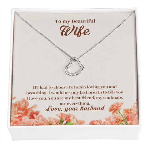 Wife Necklace, Delicate Heart Necklace for Wife, Heart Necklace for Wife | Custom Heart Design