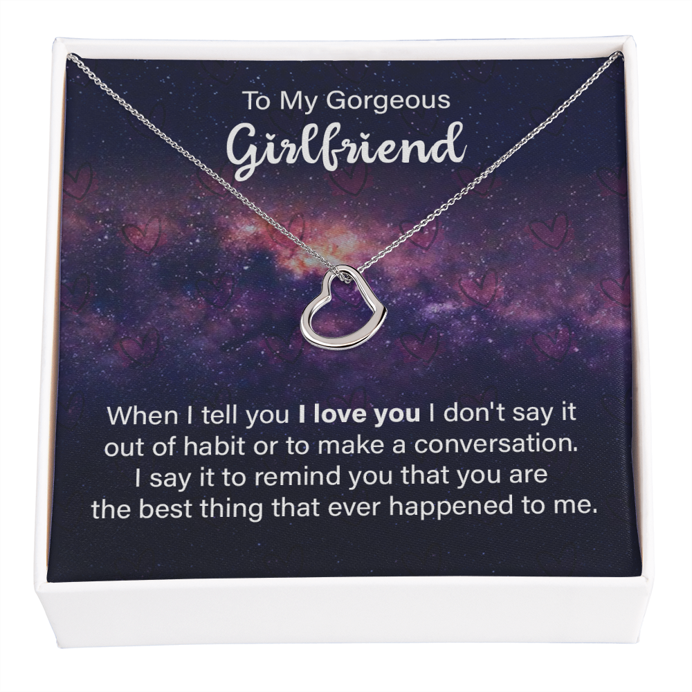 Girlfriend Heart Necklace, Delicate Heart Necklace for Girlfriend | Custom Heart Design