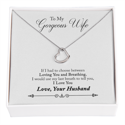 Wife Necklace, Delicate Heart Necklace for Wife | Custom Heart Design