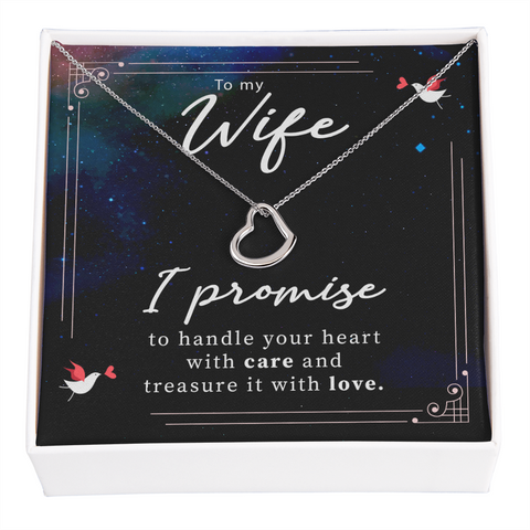 Wife Necklace, Delicate Heart Necklace for Wife, Heart Necklace for Wife - Custom Heart Design