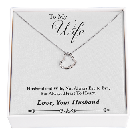 Wife Necklace, Delicate Heart Necklace for Wife, Heart Necklace for Wife | Custom Heart Design