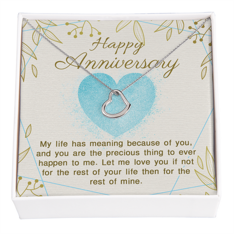 Wife Anniversary Necklace, Delicate Heart Necklace for Wife | Custom Heart Design