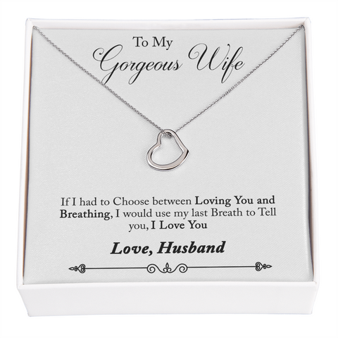 Wife Necklace, Delicate Heart Necklace for Wife, Heart Necklace for Wife | Custom Heart Design