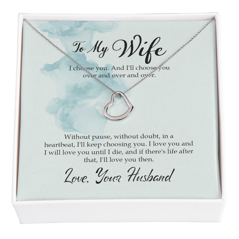 Wife Necklace, Delicate Heart Necklace for Wife | Custom Heart Design