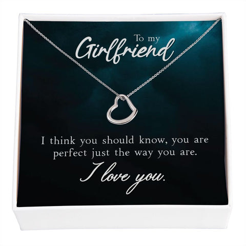 Girlfriend Necklace, Heart Necklace for Girlfriend, Necklace for Girlfriend, Gift for Girlfriend, Boyfriend Girlfriend Necklace, You are Perfect | Custom Heart Design