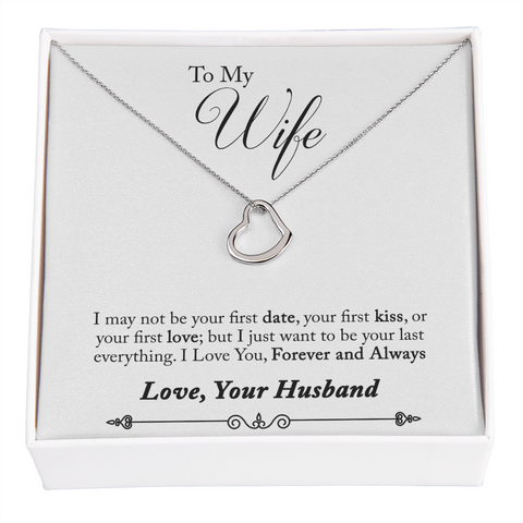 Wife Necklace, Delicate Heart Necklace for Wife, Heart Necklace for Wife | Custom Heart Design