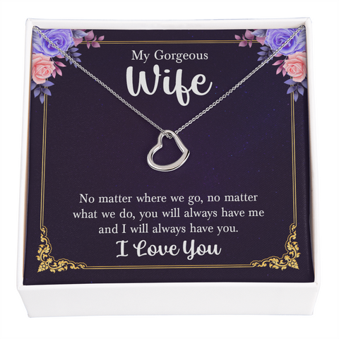 Wife Necklace, Delicate Heart Necklace for Wife, Heart Necklace for Wife | Custom Heart Design