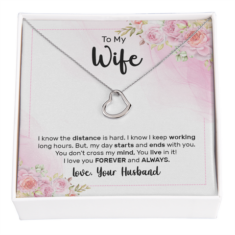 Wife Necklace, Heart Necklace for Wife, Gift for Long Distance Wife | Custom Heart Design