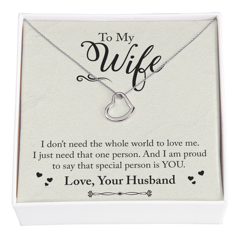 Wife Necklace, Delicate Heart Necklace for Wife | Custom Heart Design