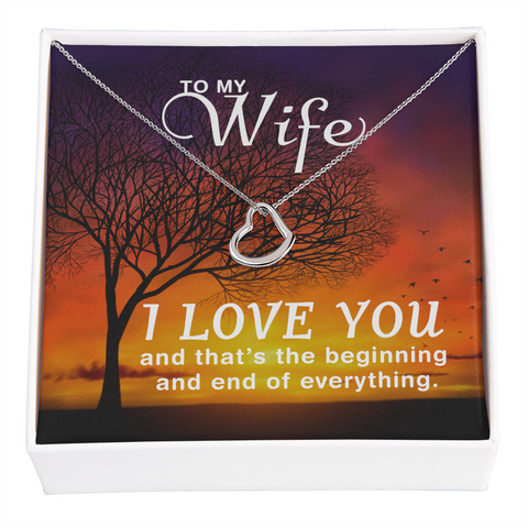 Wife Necklace, Delicate Heart Necklace for Wife, Heart Necklace for Wife | Custom Heart Design