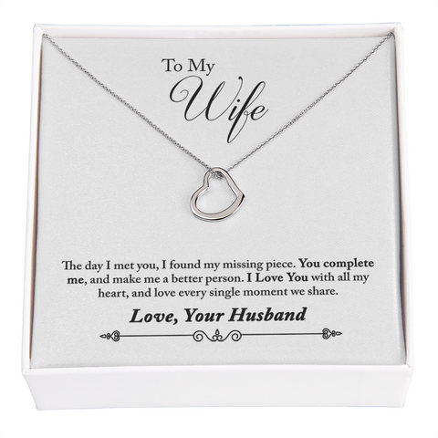 Wife Necklace, Delicate Heart Necklace for Wife, Gift for Wife | Custom Heart Design