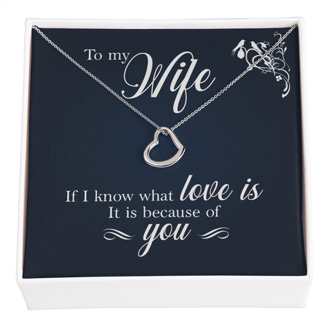Wife Necklace, Delicate Heart Necklace for Wife, Heart Necklace for Wife - Custom Heart Design