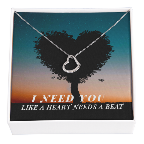 Wife Necklace, Delicate Heart Necklace for Wife, Heart Necklace for Wife | Custom Heart Design