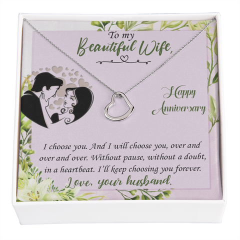 Wife Anniversary Necklace, Heart Necklace for Wife | Custom Heart Design