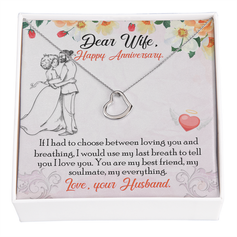 Wife Anniversary Necklace, Delicate Heart Necklace for Wife | Custom Heart Design