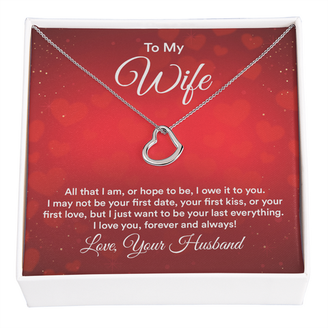 Wife Necklace, Heart Necklace for Wife, Silver Gold Necklace for Wife | Custom Heart Design