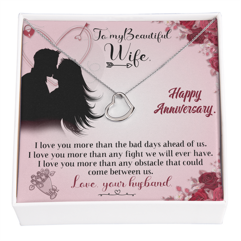 Wife Anniversary Necklace, Jewelry for Wife | Custom Heart Design