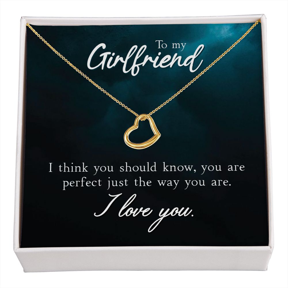 Girlfriend Necklace, Heart Necklace for Girlfriend, Necklace for Girlfriend, Gift for Girlfriend, Boyfriend Girlfriend Necklace, You are Perfect | Custom Heart Design