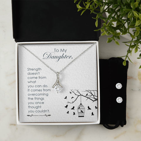 Daughter Pendant and Earring Set-Your strength | Custom Heart Design