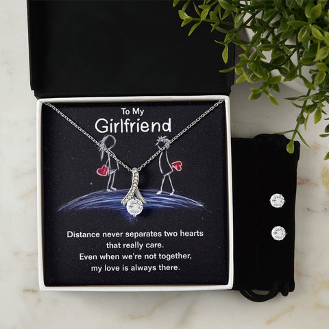 Girlfriend Jewelry Set, Necklace and Earring Set for Girlfriend | Custom Heart Design