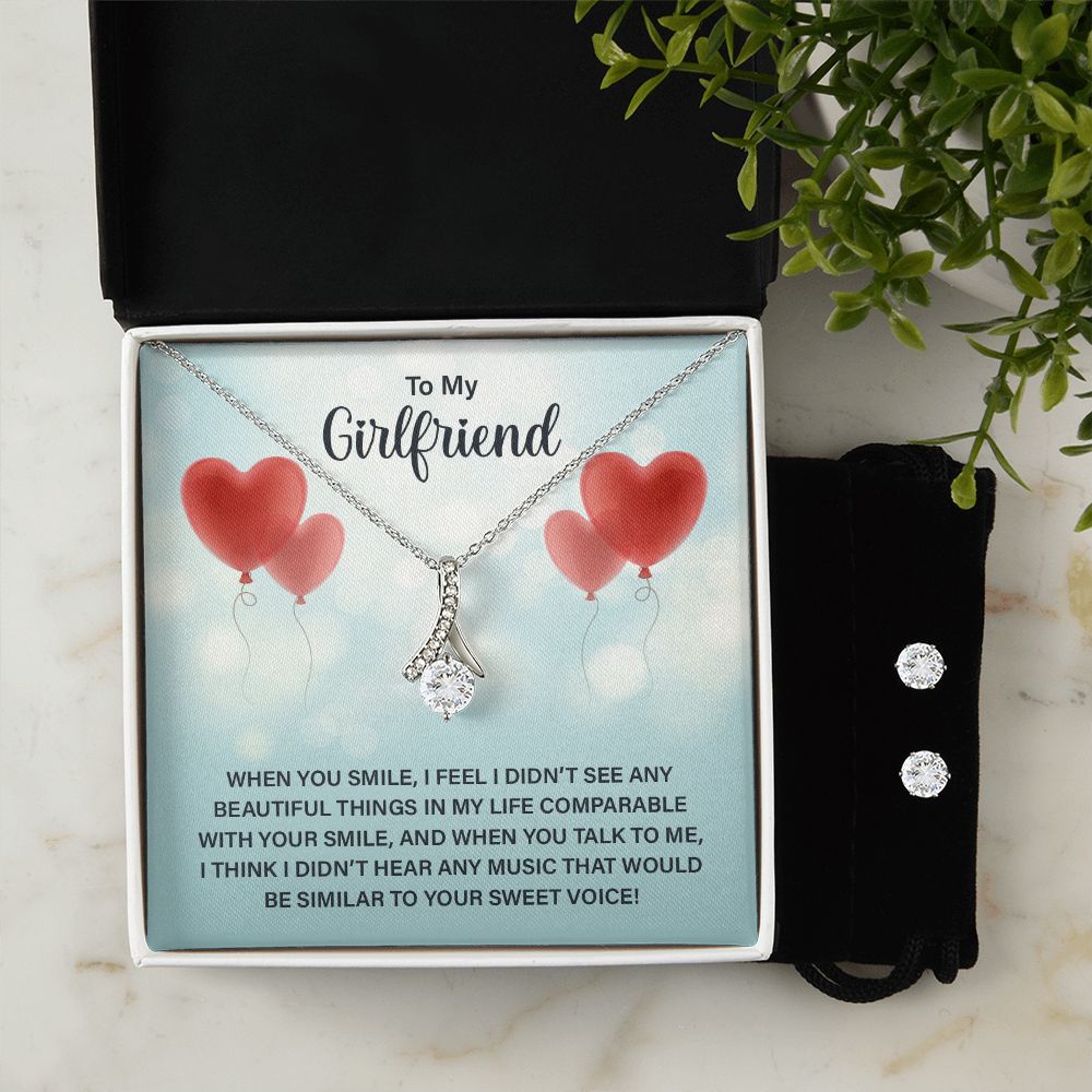 Girlfriend Jewelry Set, Necklace and Earring Set for Girlfriend | Custom Heart Design