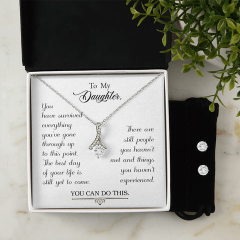 Daughter Pendant and Earring Set-You can do this | Custom Heart Design