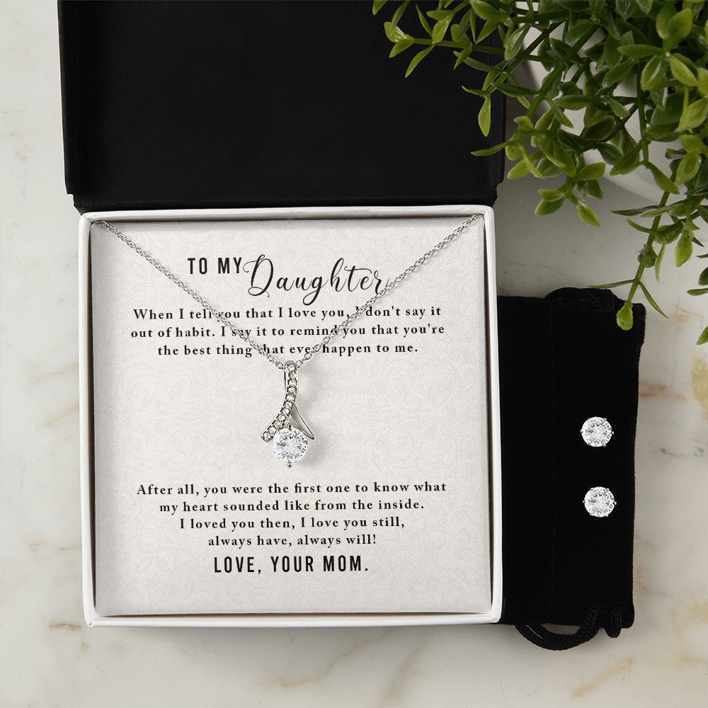 Daughter Pendant and Earring Set-The first one to know | Custom Heart Design