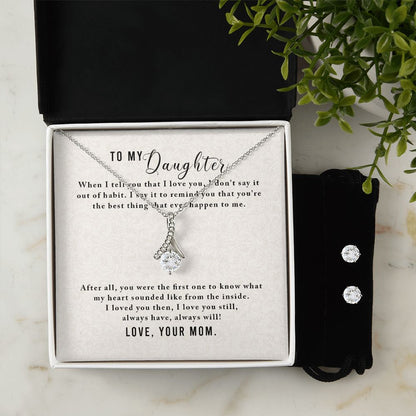 Daughter Pendant and Earring Set-The first one to know | Custom Heart Design