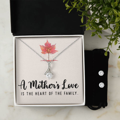 Mom Necklace & Earring Set-The heart of the family - Custom Heart Design