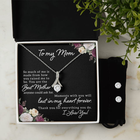 Mom Necklace & Earring Set-You are the best ever | Custom Heart Design
