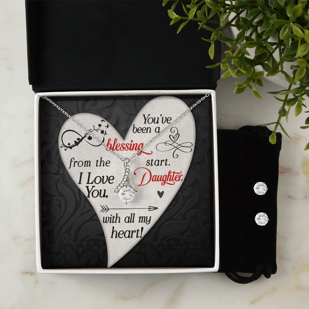 Daughter Jewelry Set, Alluring Beauty Necklace and Earring Set | Custom Heart Design