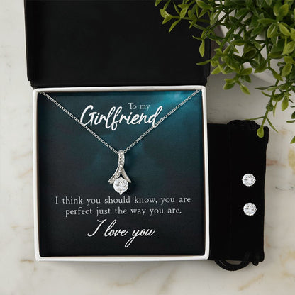Girlfriend Jewelry Set, Necklace and Earring Set for Girlfriend | Custom Heart Design