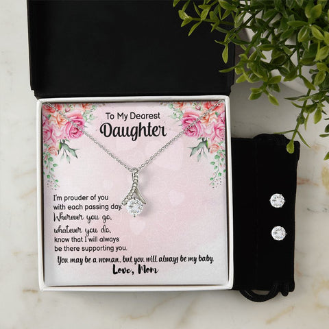 Daughter Graduation Pendant and Earring Set | Custom Heart Design