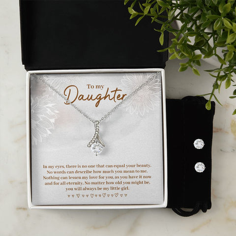 Daughter Pendant and Earring Set-There is no one | Custom Heart Design