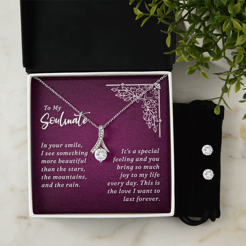 Girlfriend Jewelry Set, Necklace and Earring Set for Girlfriend | Custom Heart Design
