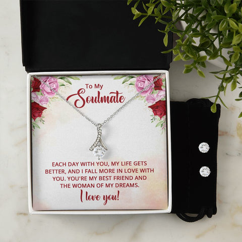 Girlfriend Jewelry Set, Necklace and Earring Set for Girlfriend | Custom Heart Design