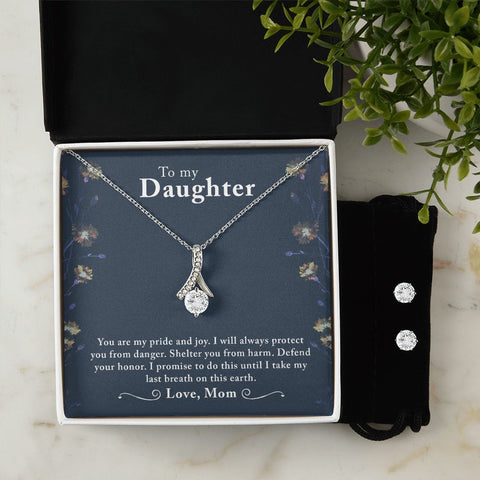 Daughter Pendant and Earring Set-My pride and joy - Custom Heart Design