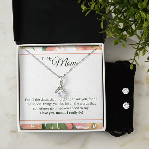 Mom Necklace & Earring Set-I really do love you | Custom Heart Design