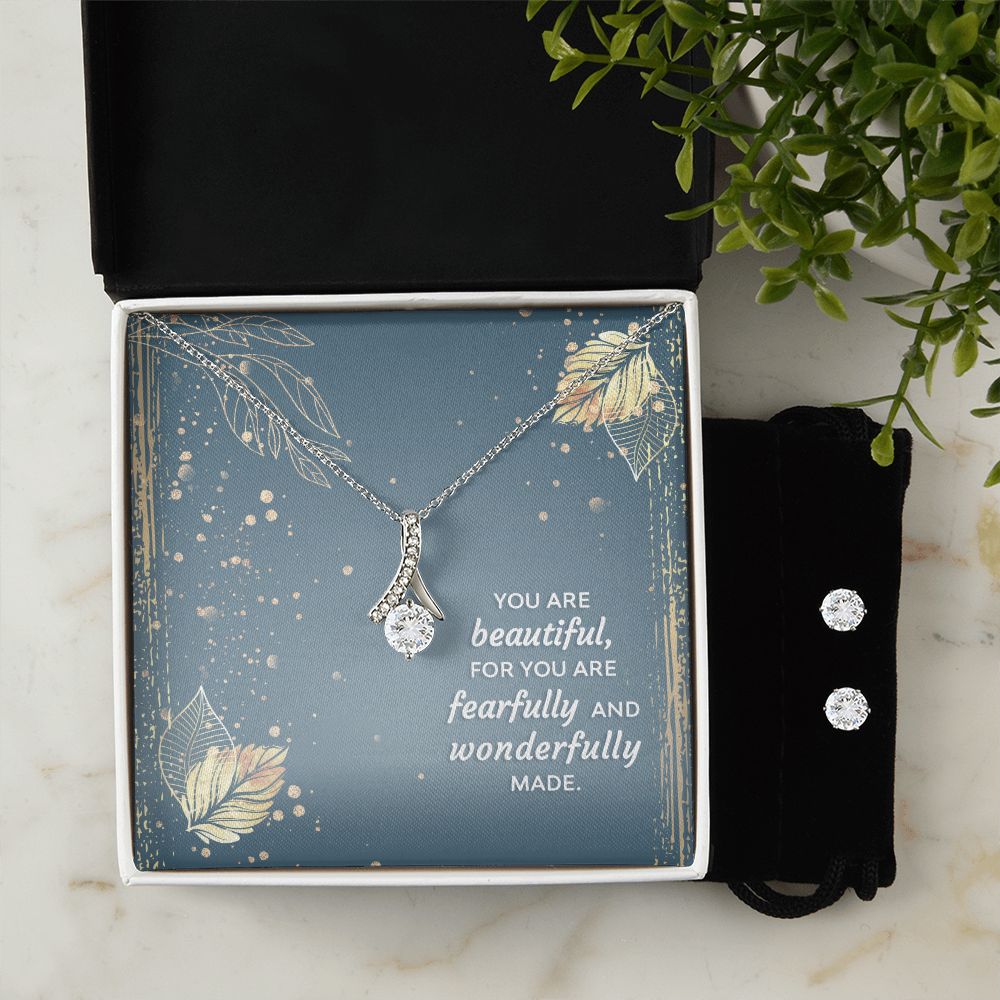Girlfriend Jewelry Set, Necklace and Earring Set for Girlfriend | Custom Heart Design